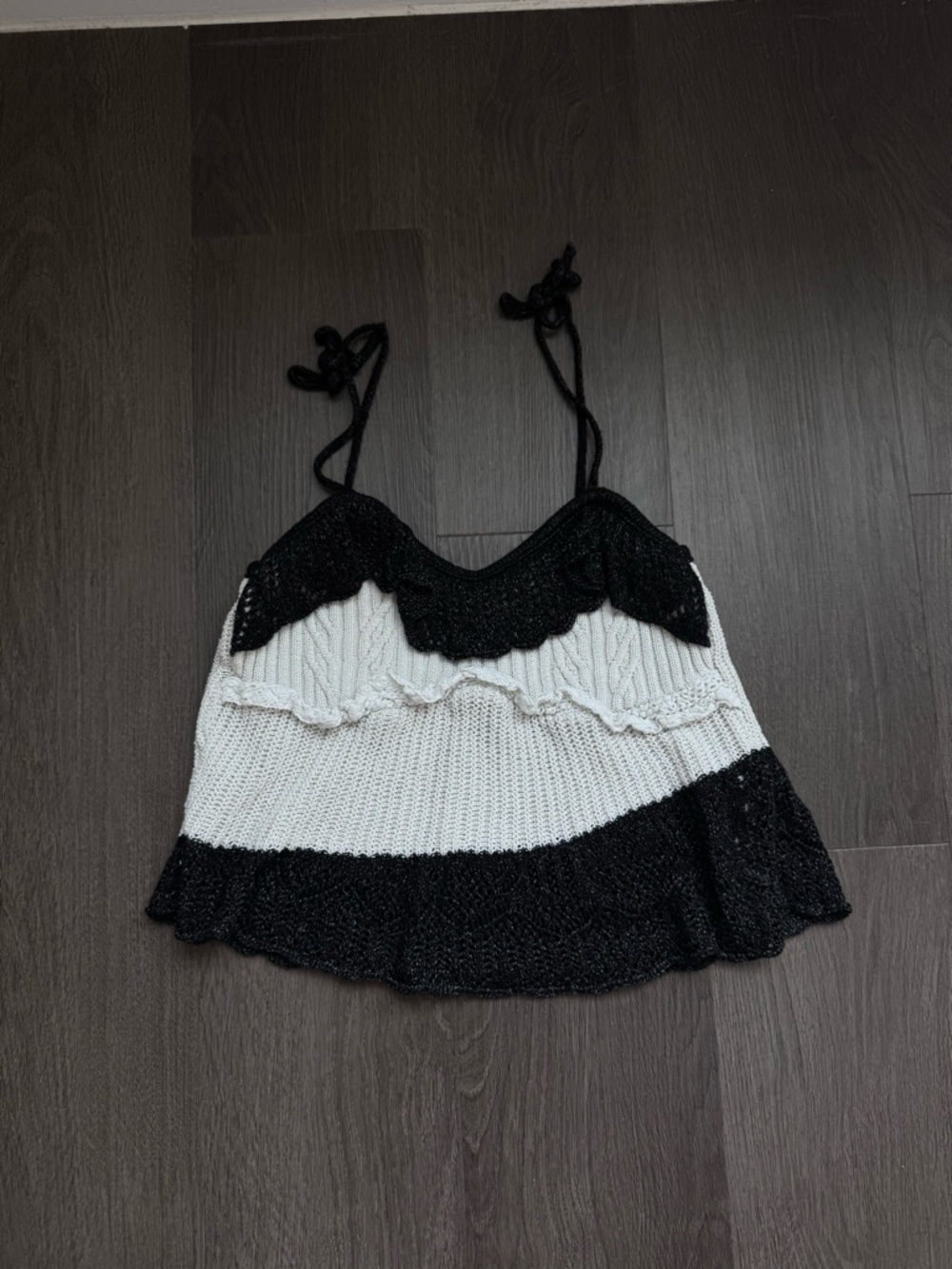 Zara Japan Knit Top Adjustable Bow Straps – S
